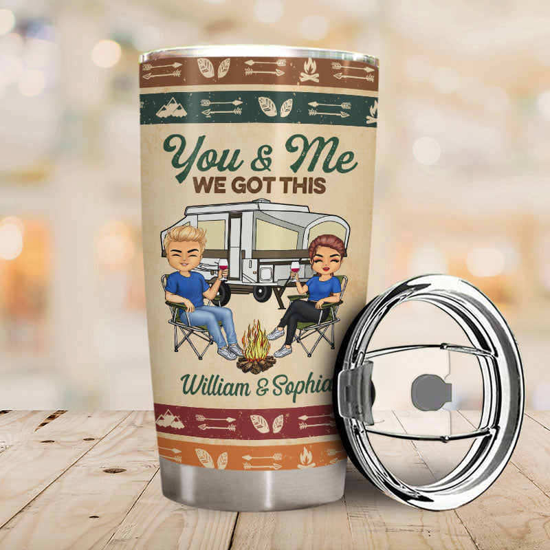 Husband And Wife Camping Buddies For Life Vintage - Couple Gift - Personalized Custom Tumbler