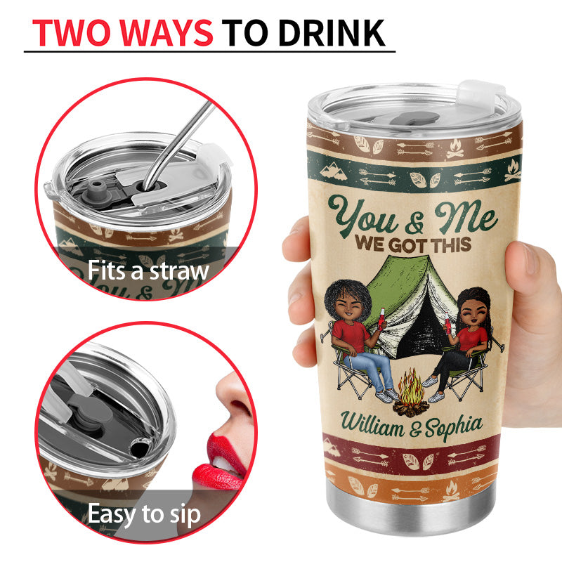 Husband And Wife Camping Buddies For Life Vintage - Couple Gift - Personalized Custom Tumbler