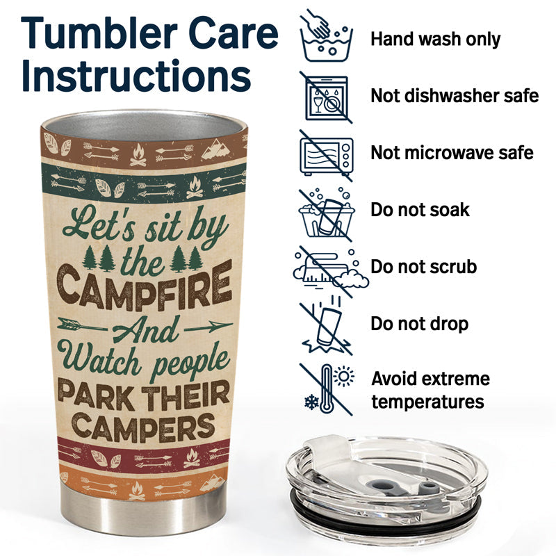 Husband And Wife Camping Buddies For Life Vintage - Couple Gift - Personalized Custom Tumbler