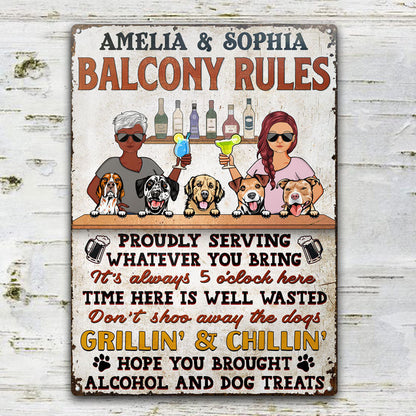 Bar Rules Proudly Serving Whatever You Bring Couple Husband Wife - Gift For Dog Lovers - Personalized Custom Classic Metal Signs