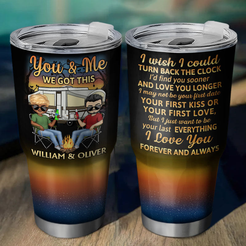 I Wish I Could Turn Back The Clock Husband Wife - Gift For Camping Couples - Personalized Custom 30 Oz Tumbler