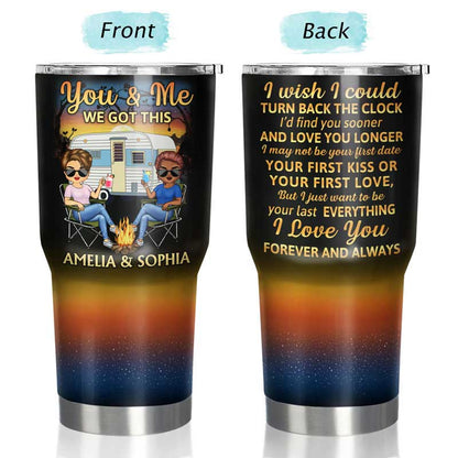 I Wish I Could Turn Back The Clock Husband Wife - Gift For Camping Couples - Personalized Custom 30 Oz Tumbler