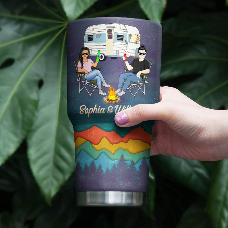 Camping Partners For Life Husband Wife Family Mountain - Couple Gift - Personalized Custom 30 Oz Tumbler