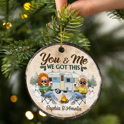 Husband And Wife Camping Partners For Life - Christmas Gift For Camping Couples - Personalized Custom Circle Ceramic Ornament