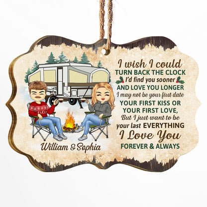 I Wish I Could Turn Back The Clock - Christmas Gift For Camping Couples - Personalized Custom Wooden Ornament