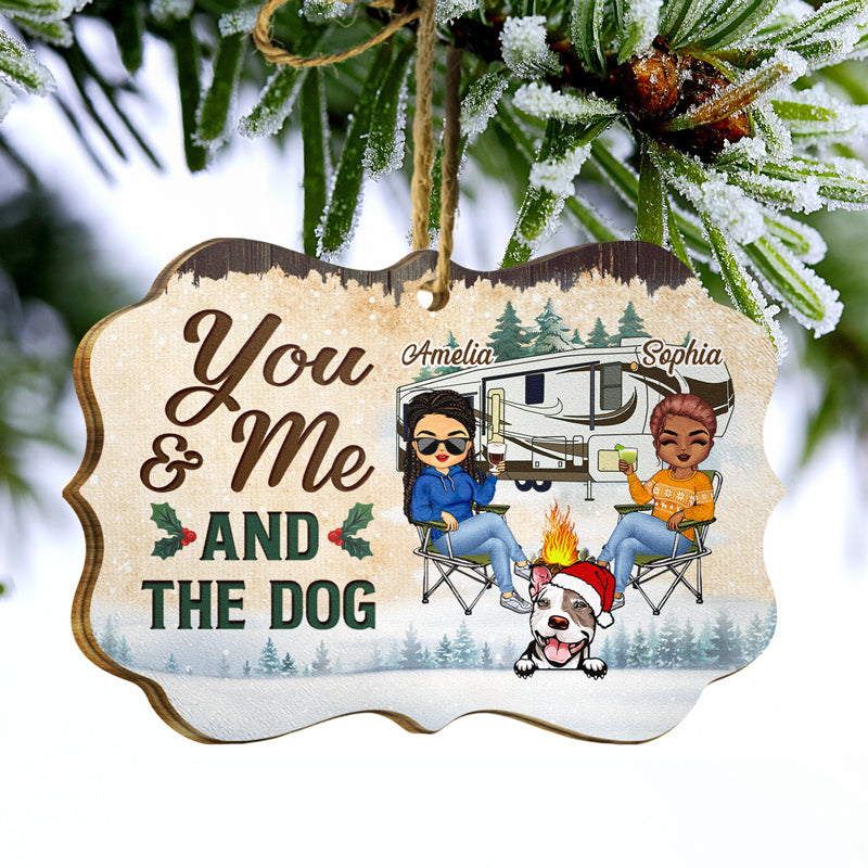 You And Me And The Dogs - Christmas Gift For Camping Couples - Personalized Custom Wooden Ornament