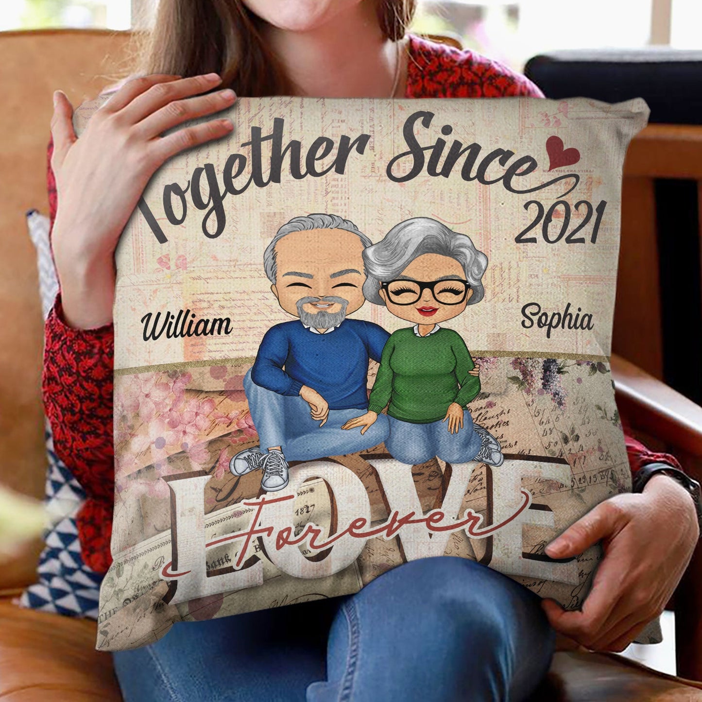 Together Since Love Forever Husband Wife - Couple Gift - Personalized Custom Pillow