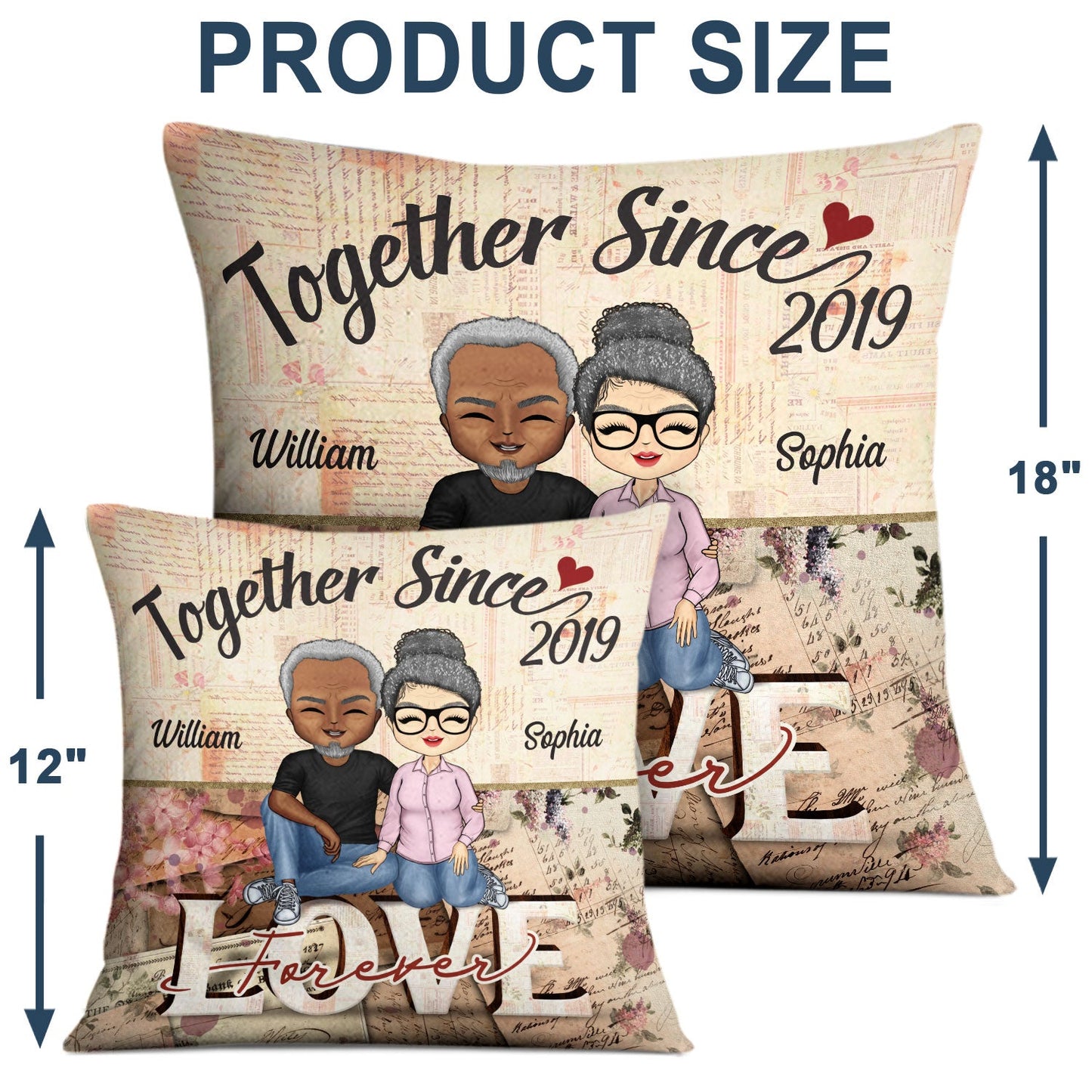 Together Since Love Forever Husband Wife - Gift For Couples - Personalized Custom Pillow