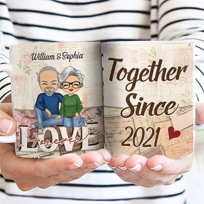 Together Since Love Forever Husband Wife - Couple Gift - Personalized Custom White Edge-to-Edge Mug