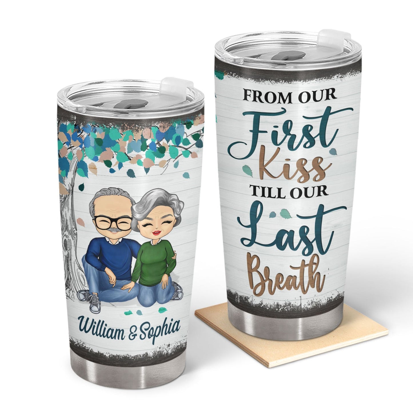 From Our First Kiss Till Our Last Breath Husband Wife - Gift For Couples - Personalized Custom Tumbler