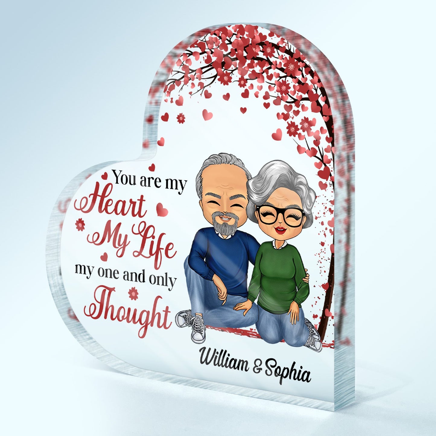 You Are My Heart My Life My One And Only Thought Husband Wife - Gift For Couples - Personalized Custom Heart Shaped Acrylic Plaque