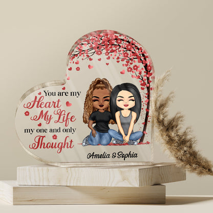 You Are My Heart My Life My One And Only Thought Husband Wife - Gift For Couples - Personalized Custom Heart Shaped Acrylic Plaque