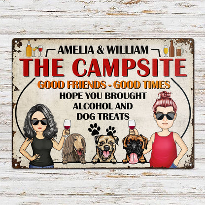 Family Couple Backyard Bar Hope You Brought Alcohol And Dog Treats - Outdoor Gift For Dog Lovers - Personalized Custom Classic Metal Signs