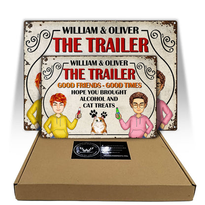 Family Couple Backyard Bar Hope You Brought Alcohol And Cat Treats - Outdoor Gift For Cat Lovers - Personalized Custom Classic Metal Signs