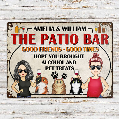 Family Couple Backyard Bar Hope You Brought Alcohol And Pet Treats - Outdoor Gift For Dog And Cat Lovers - Personalized Custom Classic Metal Signs