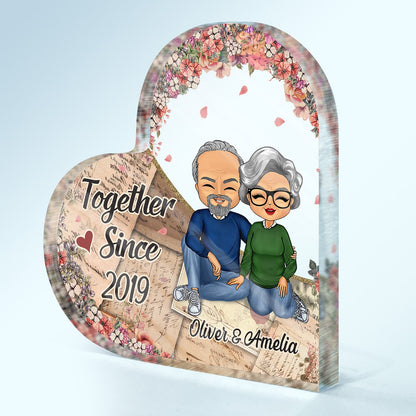 Together Since Husband Wife Couples - Home Decor, Anniversary, Birthday Gift For Spouse, Husband, Wife, Boyfriend, Girlfriend - Personalized Custom Heart Shaped Acrylic Plaque