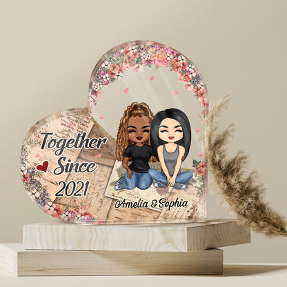 Together Since Husband Wife Couples - Home Decor, Anniversary, Birthday Gift For Spouse, Husband, Wife, Boyfriend, Girlfriend - Personalized Custom Heart Shaped Acrylic Plaque