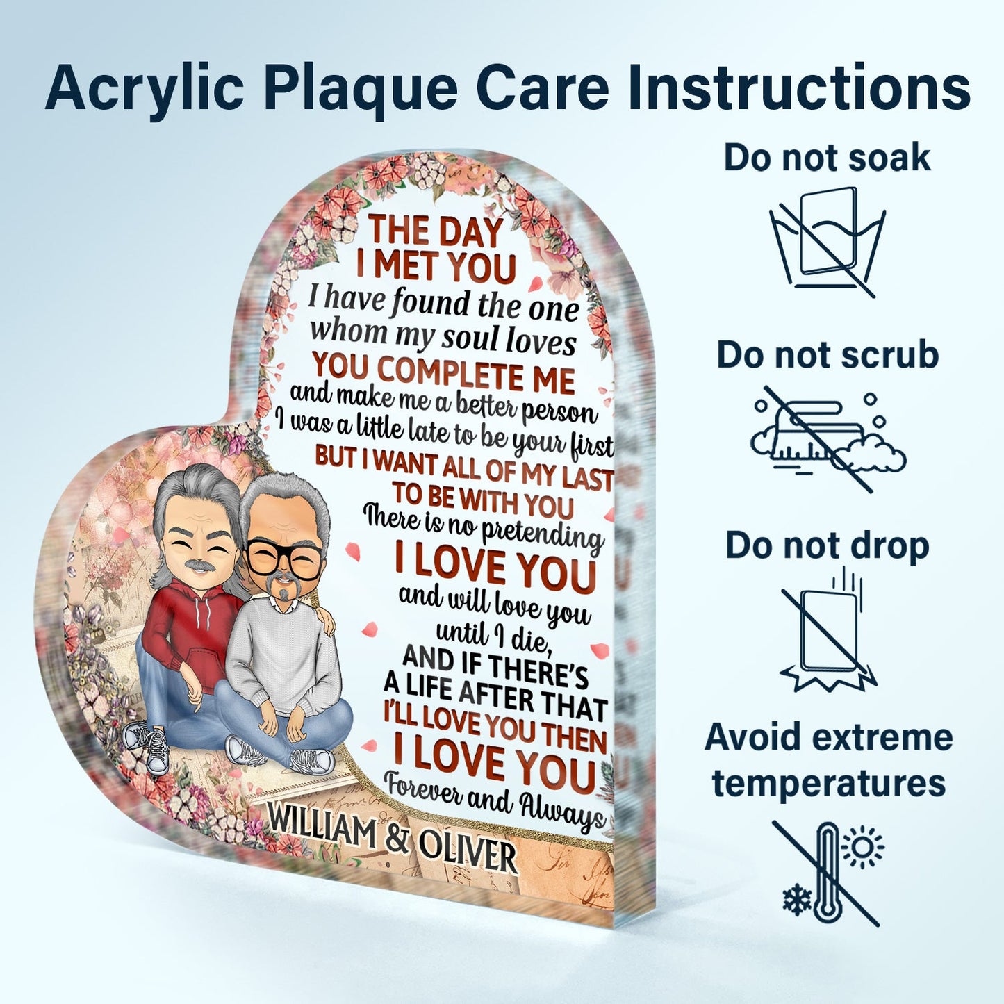 The Day I Met You Husband Wife Couples - Home Decor, Anniversary, Birthday Gift For Spouse, Husband, Wife, Boyfriend, Girlfriend - Personalized Custom Heart Shaped Acrylic Plaque