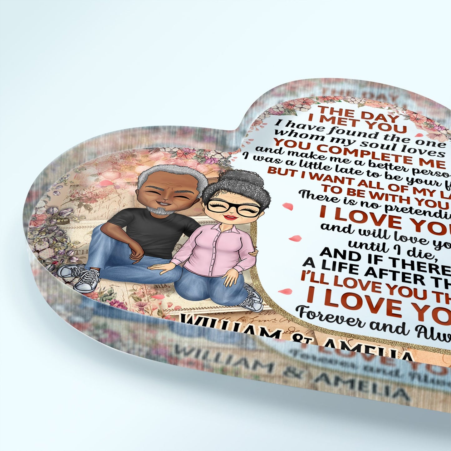 The Day I Met You Husband Wife Couples - Home Decor, Anniversary, Birthday Gift For Spouse, Husband, Wife, Boyfriend, Girlfriend - Personalized Custom Heart Shaped Acrylic Plaque