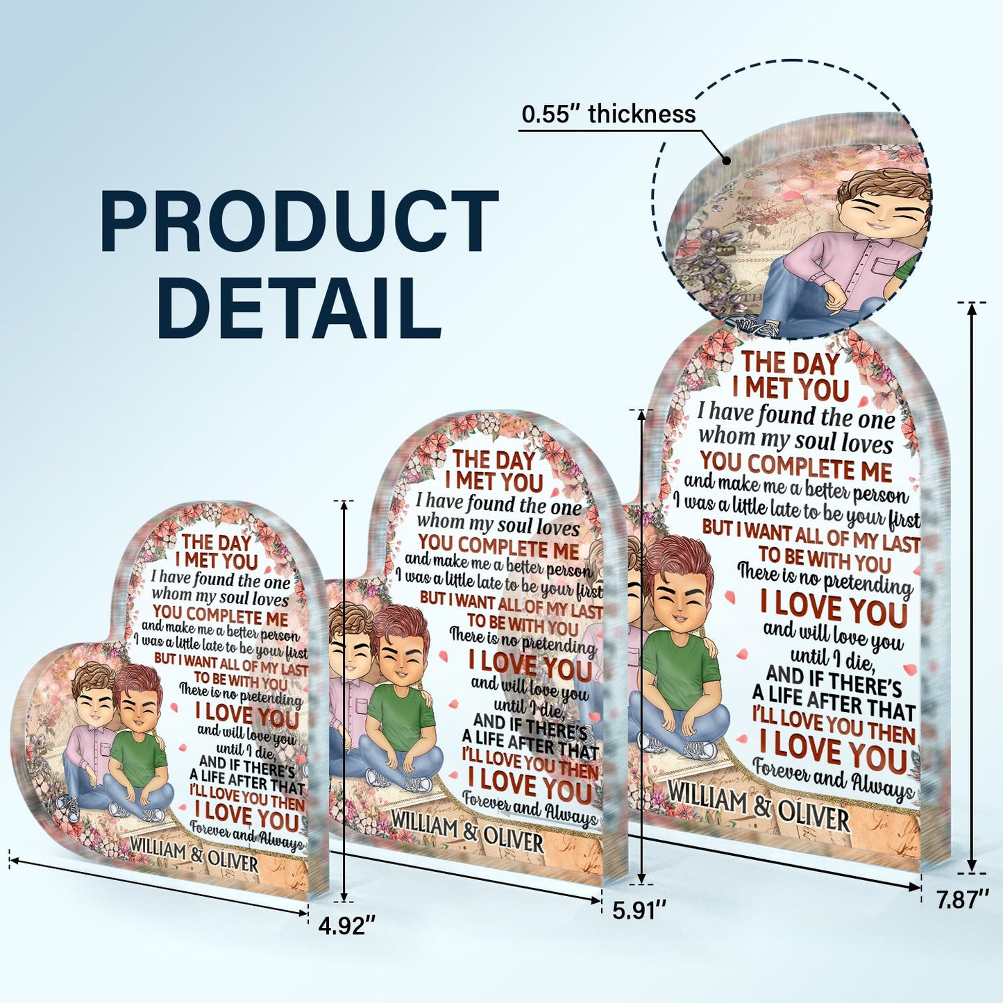 The Day I Met You Husband Wife Couples - Home Decor, Anniversary, Birthday Gift For Spouse, Husband, Wife, Boyfriend, Girlfriend - Personalized Custom Heart Shaped Acrylic Plaque