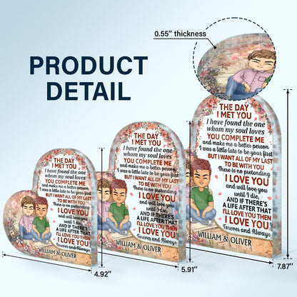 The Day I Met You Husband Wife Couples - Home Decor, Anniversary, Birthday Gift For Spouse, Husband, Wife, Boyfriend, Girlfriend - Personalized Custom Heart Shaped Acrylic Plaque