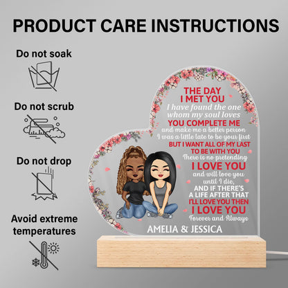 The Day I Met You Couples - Home Decor, Anniversary, Birthday Gift For Spouse, Husband, Wife, Boyfriend, Girlfriend - Personalized Custom 3D Led Light Wooden Base