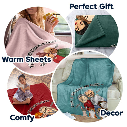 This Is Our Cuddling Blanket Pajamas Couples Cats Dogs - Anniversary, Birthday Gift For Spouse, Husband, Wife, Boyfriend, Girlfriend - Personalized Custom Fleece Blanket