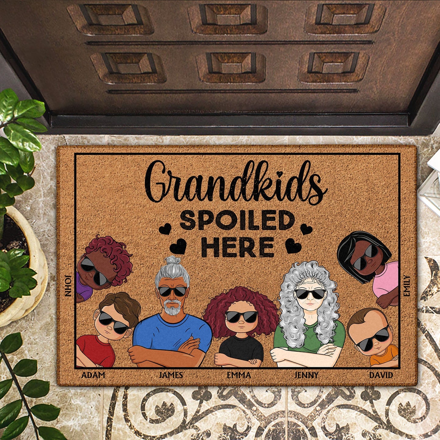 Grandkids Spoiled Here Couples - Home Decor, Birthday, Housewarming Gift For Grandma, Grandpa, Grandparents - Personalized Custom Doormat