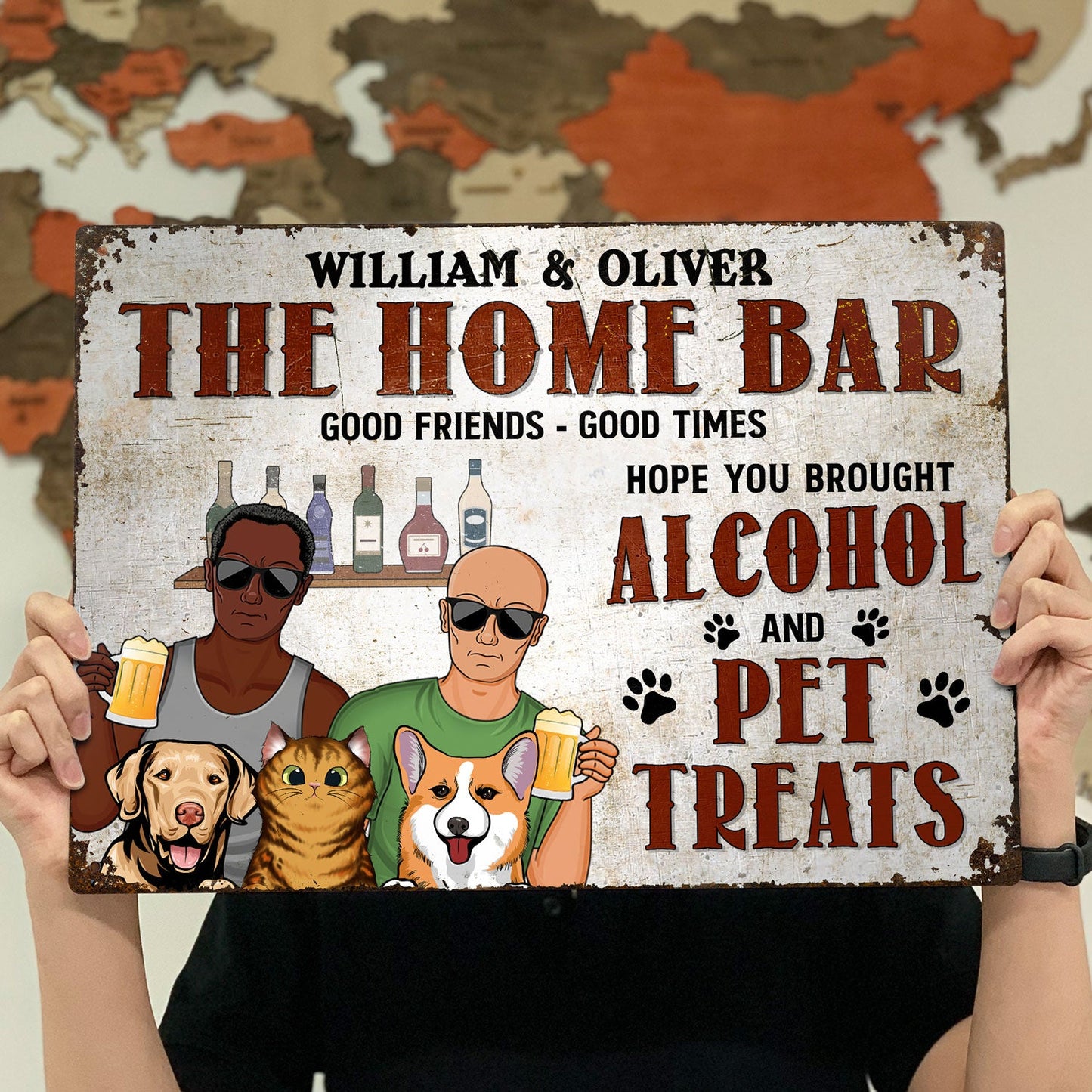 Patio Grilling Hope You Brought Alcohol And Dog Treats Cat Treats - Home Decor, Backyard Decor, Gift For Couples, Husband, Wife - Personalized Custom Classic Metal Signs