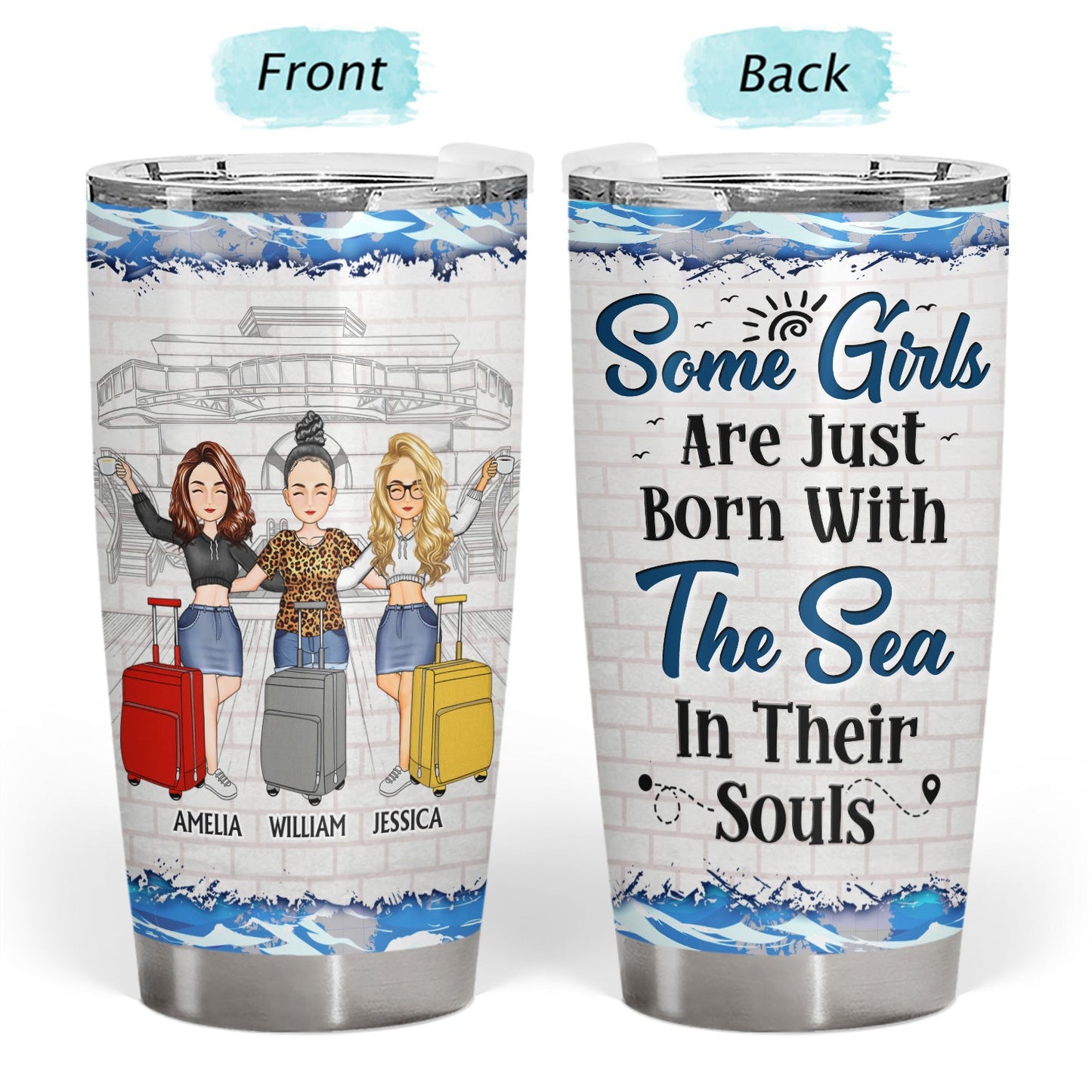 Best Friends Oh Ship! It's A Girls trip - Gift For Travel Lovers - Personalized Custom Tumbler