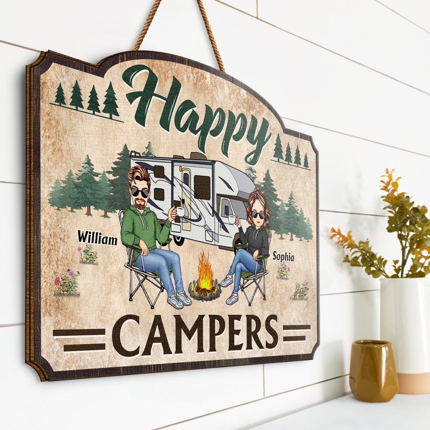 Drive Slow Drunk Campers Matter Camping Traveling - Vacation, Funny Gift For Campers, Besties, Family - Personalized Custom Shaped Wood Sign