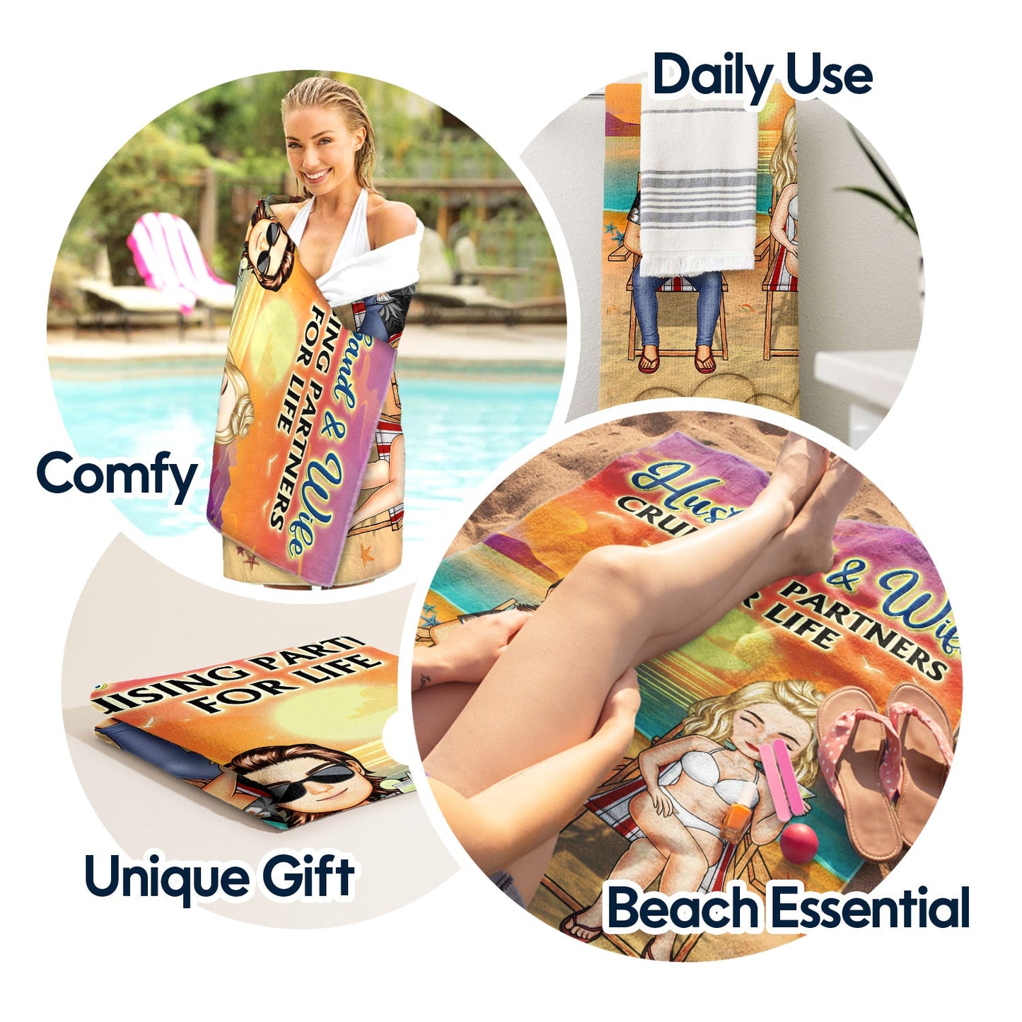 I Love You To The Beach And Back Traveling Beach Swimming Picnic Vacation - Birthday, Funny Gift For Her, Him, Couples, Family - Personalized Custom Beach Towel