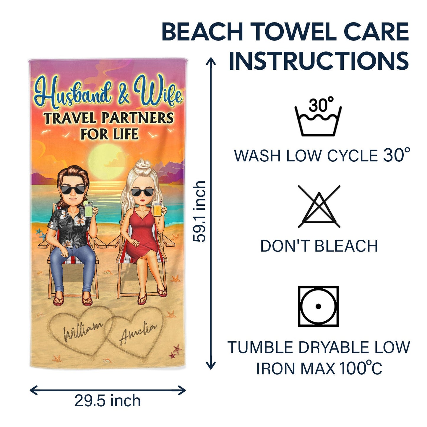 I Love You To The Beach And Back Traveling Beach Swimming Picnic Vacation - Birthday, Funny Gift For Her, Him, Couples, Family - Personalized Custom Beach Towel