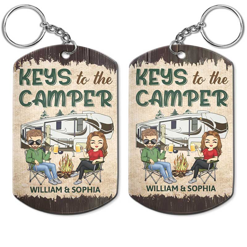 Keys To The Camper - Anniversary, Loving Gifts For Couples, Husband, Wife, Camping Lovers - Personalized Aluminum Keychain