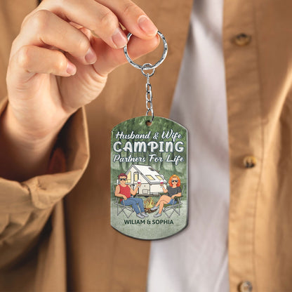 Keys To The Camper Family - Anniversary, Loving Gifts For Couples, Husband, Wife, Camping Lovers - Personalized Aluminum Keychain