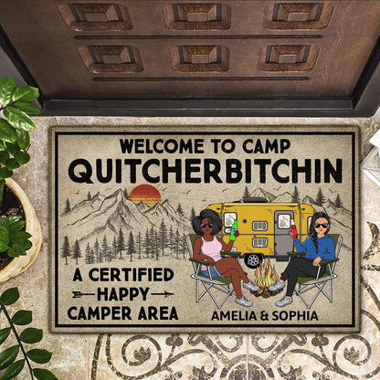 A Certified Happy Camper Area - Anniversary, Loving Gifts For Couples, Husband, Wife, Camping Lovers - Personalized Doormat