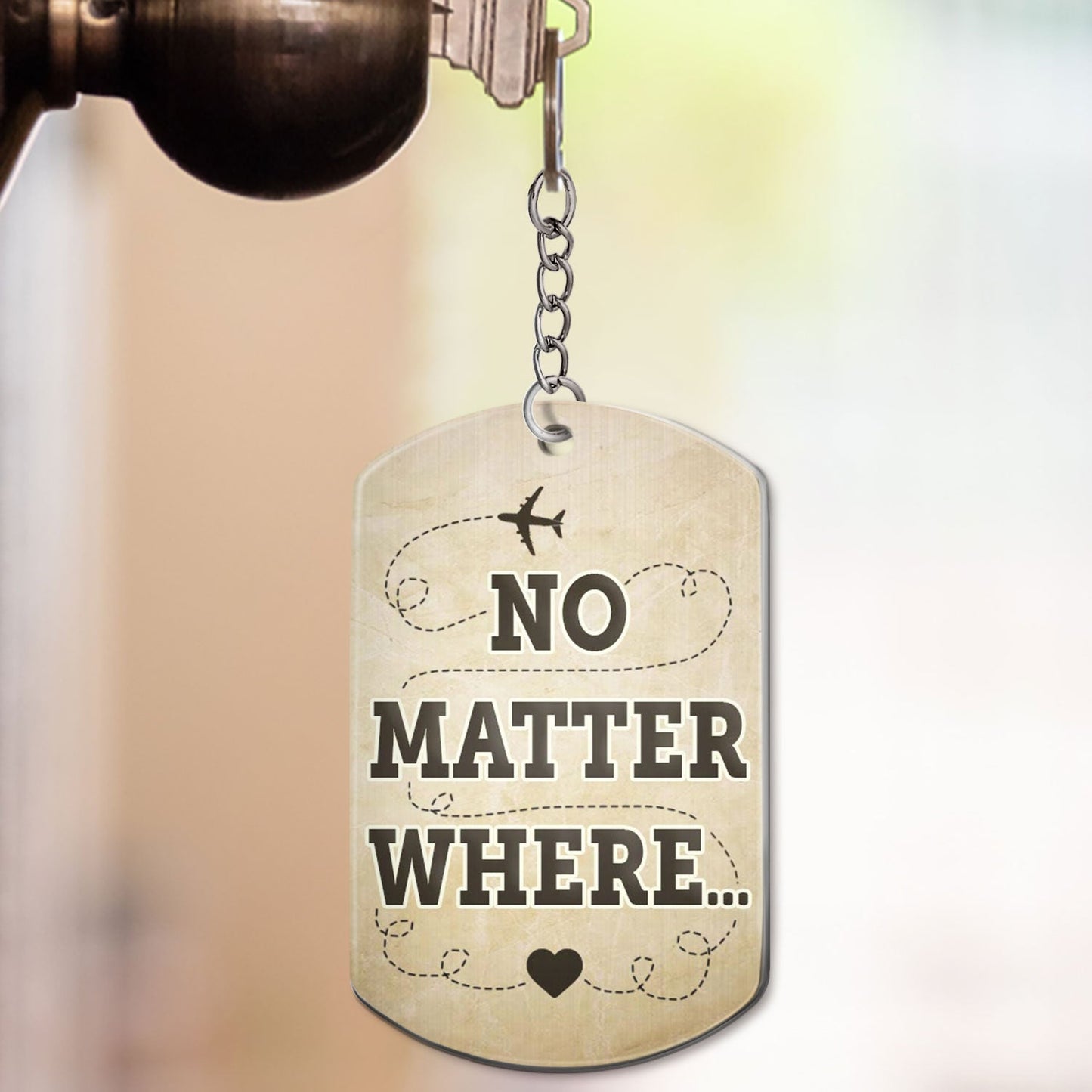 No Matter Where - Anniversary, Birthday Gifts For Couples, Siblings, Besties - Personalized Aluminum Keychain
