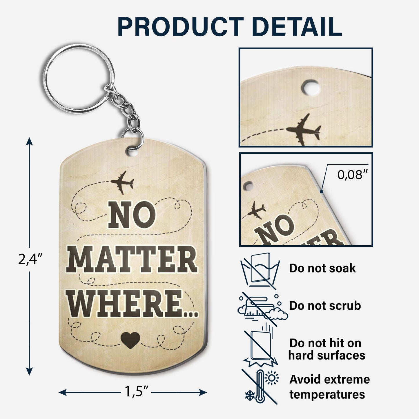 No Matter Where - Anniversary, Birthday Gifts For Couples, Siblings, Besties - Personalized Aluminum Keychain