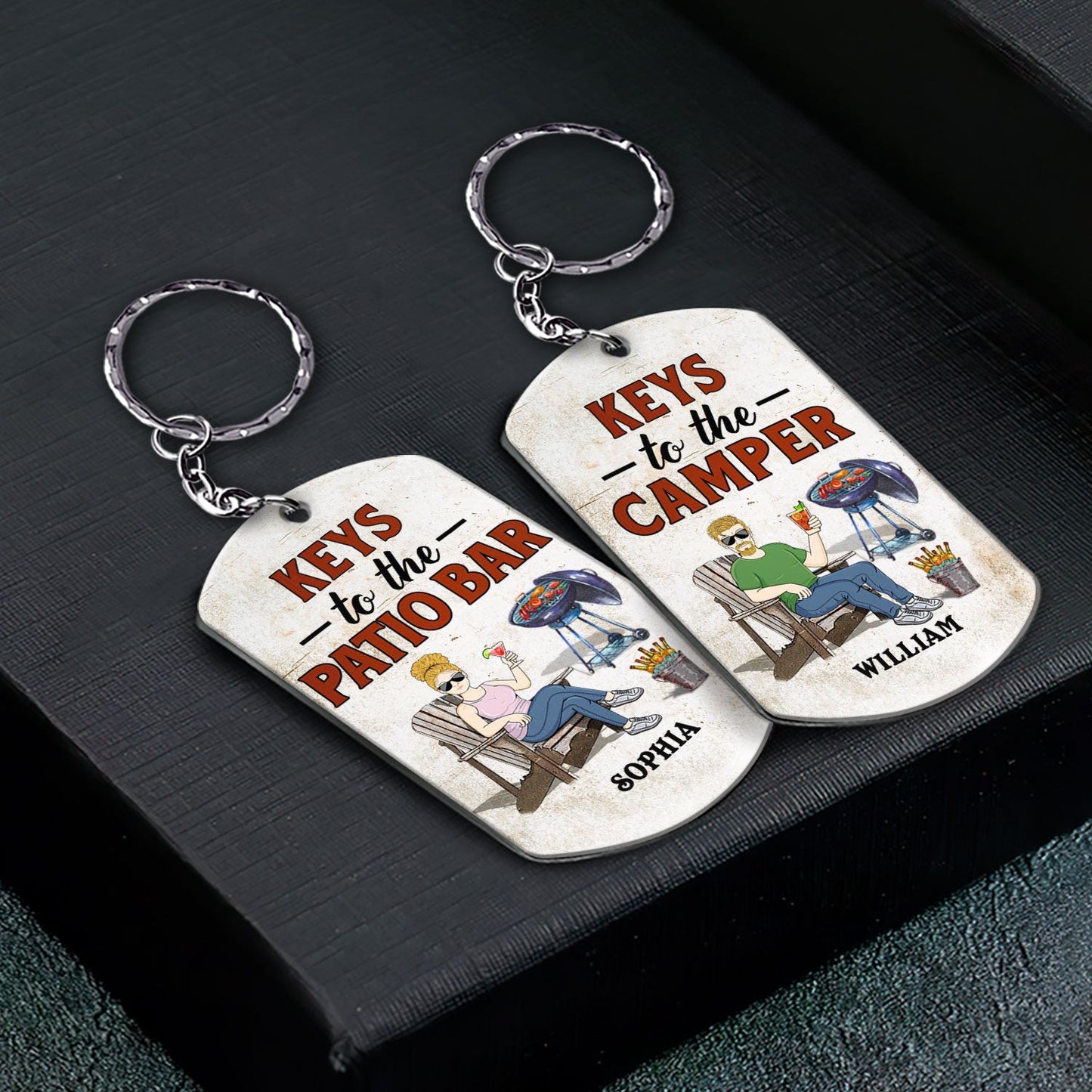 Keys To The Grilling - Funny, Birthday Gifts For Couples - Personalized Aluminum Keychain
