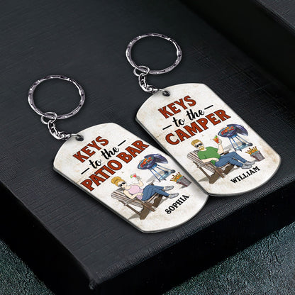Keys To The Grilling - Funny, Birthday Gifts For Couples - Personalized Aluminum Keychain