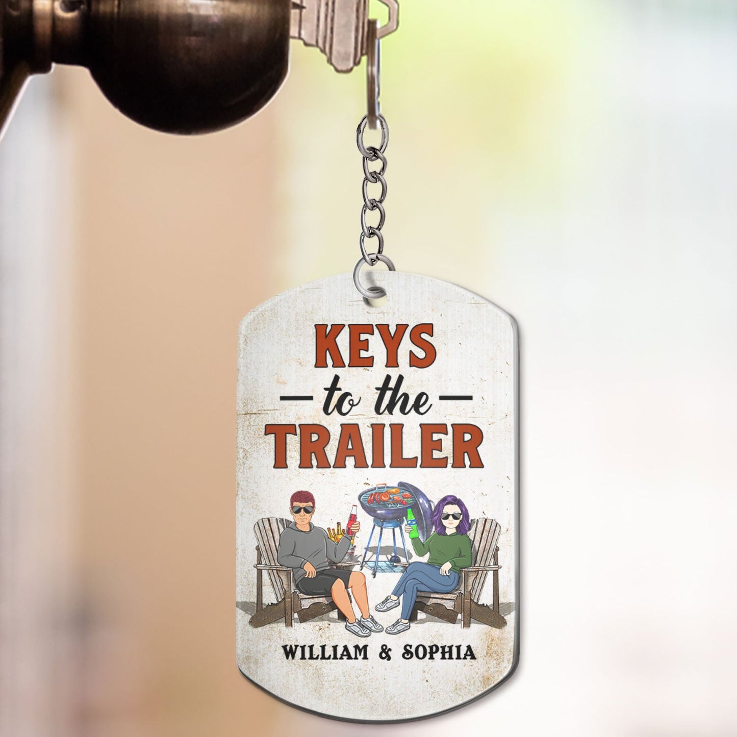 Keys To The Grilling - Funny, Birthday Gifts For Couples - Personalized Aluminum Keychain