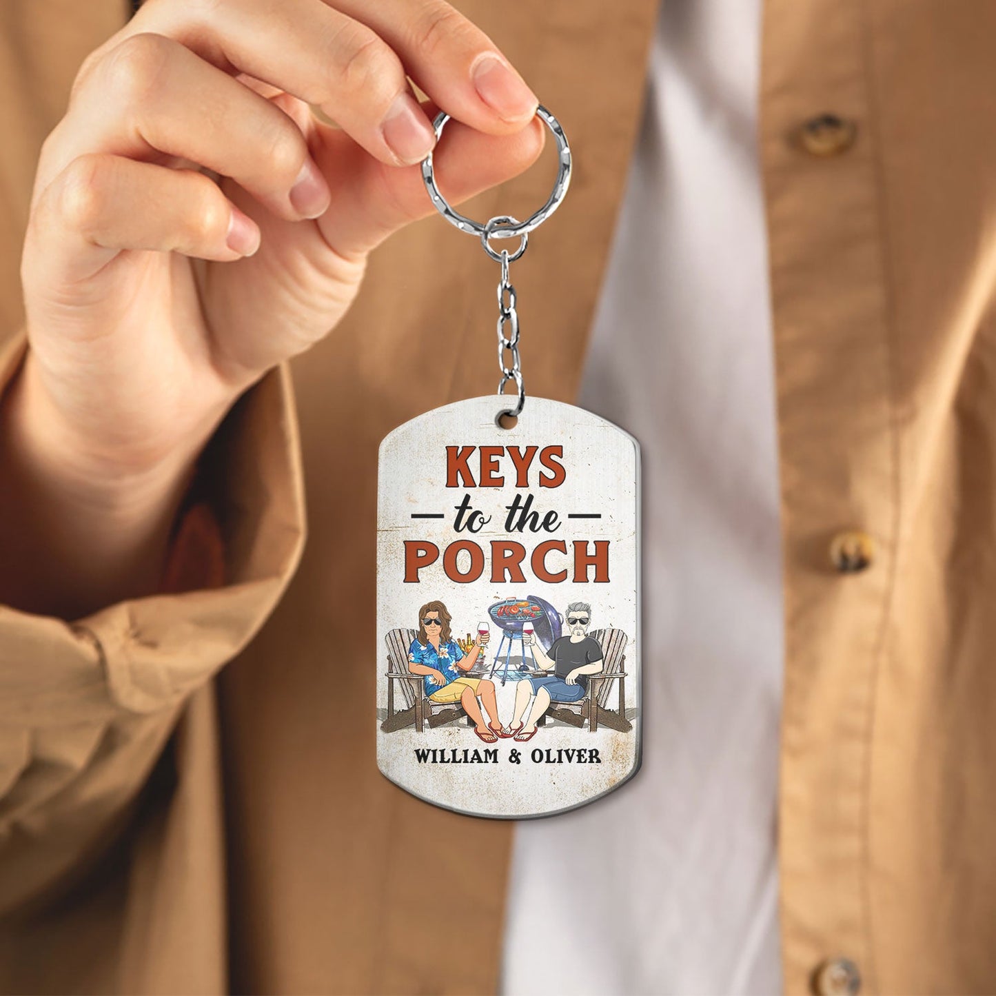 Keys To The Grilling - Funny, Birthday Gifts For Couples - Personalized Aluminum Keychain