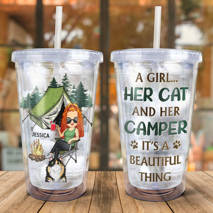 It's A Beautiful Thing - Camping Gift For Dog Lovers, Cat Lovers - Personalized Acrylic Insulated Tumbler With Straw