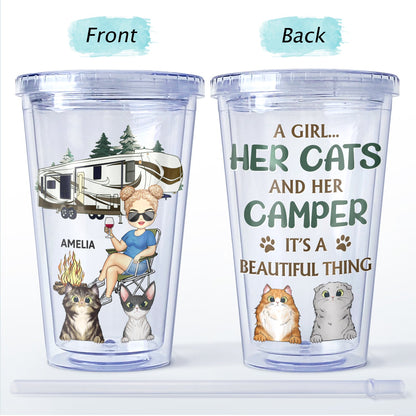 It's A Beautiful Thing - Camping Gift For Dog Lovers, Cat Lovers - Personalized Acrylic Insulated Tumbler With Straw