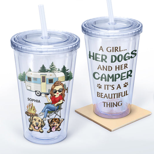 It's A Beautiful Thing - Camping Gift For Dog Lovers, Cat Lovers - Personalized Acrylic Insulated Tumbler With Straw