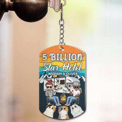 Keys To The Camper Dogs Cats - Anniversary, Loving Gifts For Couples, Husband, Wife, Camping Lovers - Personalized Aluminum Keychain