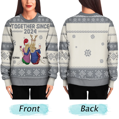 Together Since - Christmas Gift For Couples, Husband, Wife - Personalized Unisex Ugly Sweater