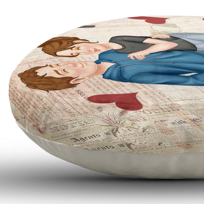 Together Since Arm In Arm - Loving, Anniversary Gift For Couples, Husband, Wife - Personalized Heart Shaped Pillow