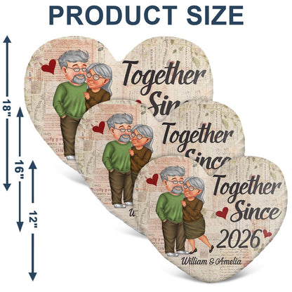 Together Since Arm In Arm - Loving, Anniversary Gift For Couples, Husband, Wife - Personalized Heart Shaped Pillow