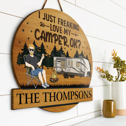 Camping Lover - Couple Husband & Wife Camping Partners For Life - Personalized Custom Shaped Wood Sign